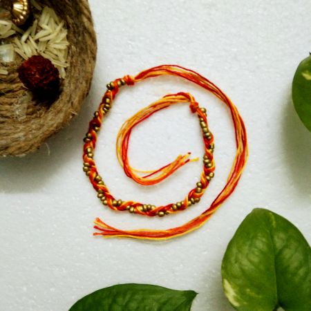 Traditional Rakhi with Metal Beads